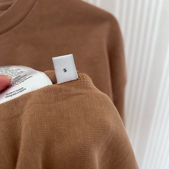 NWT Active After Coffee Crew T-Shirt Tan Unisex Size Small 100% Cotton oversized - Picture 11 of 12